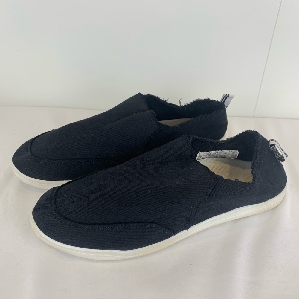 Vionic Beach Pismo Black Canvas Slip On Sneakers Women's 9 Casual Shoes Washable